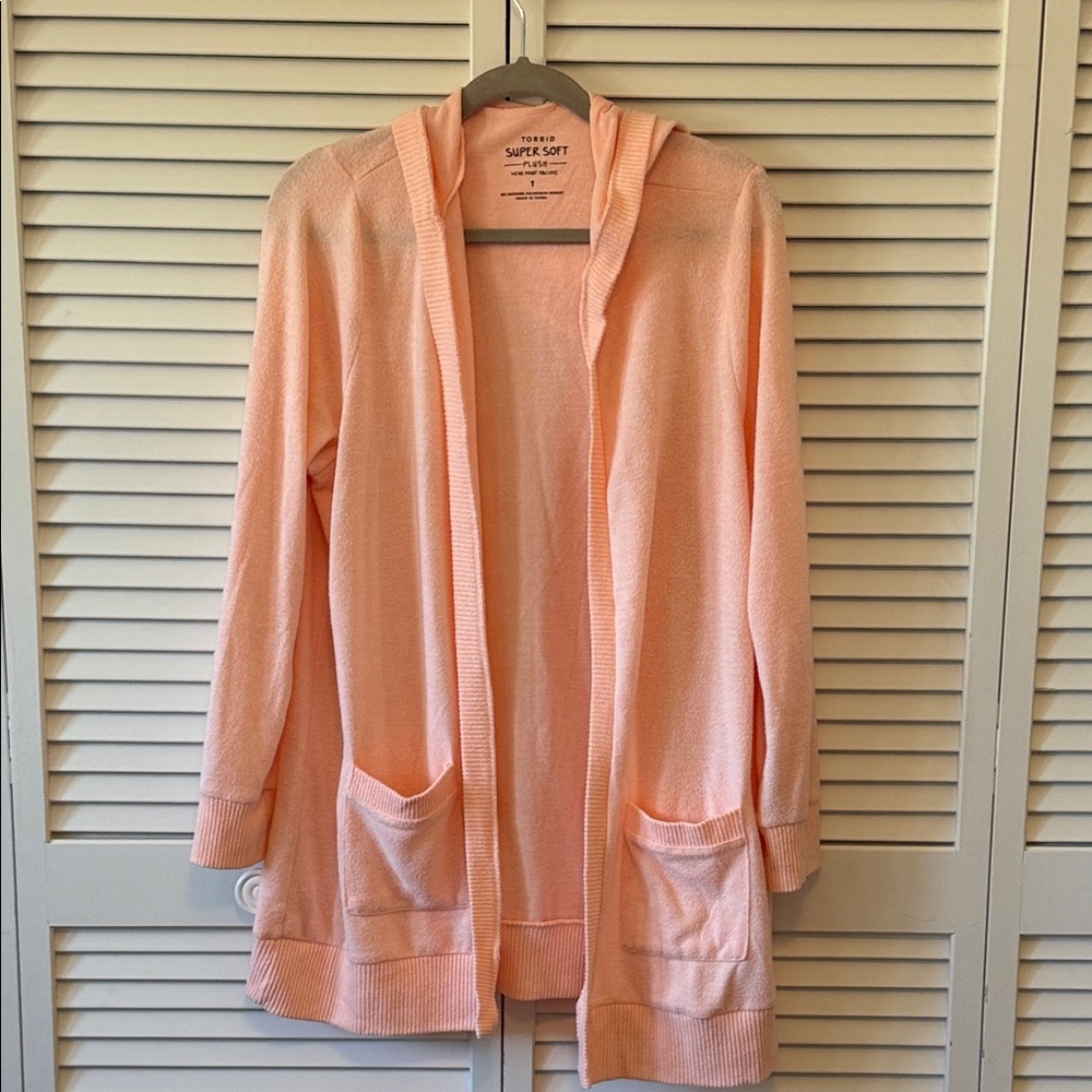 Torrid Light Pink Hooded Cardigan - worn 2 times